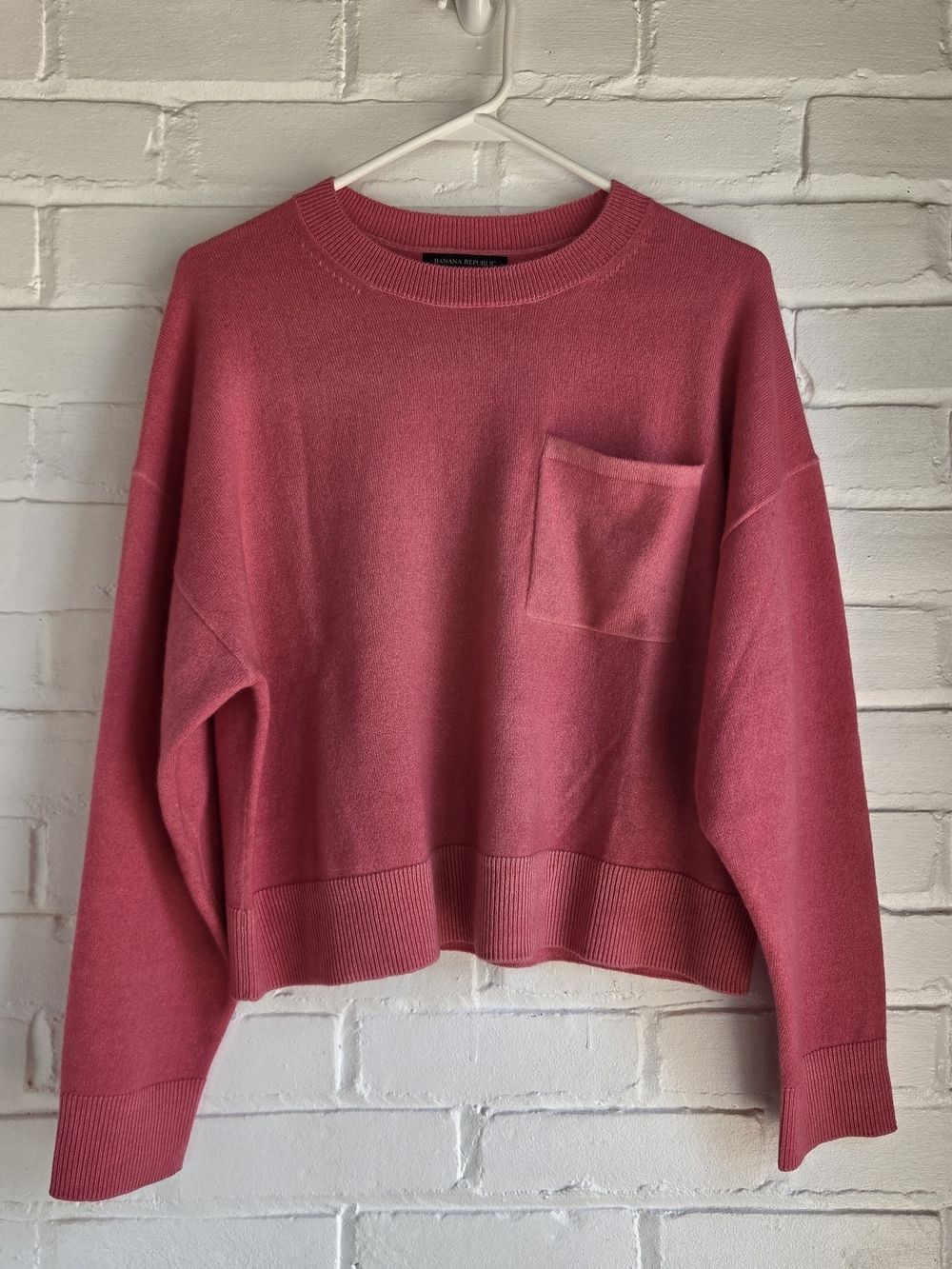 Banana Republic Womens Cashmere Sweater Pullover Pocket Boxy Oversized Sz XS
